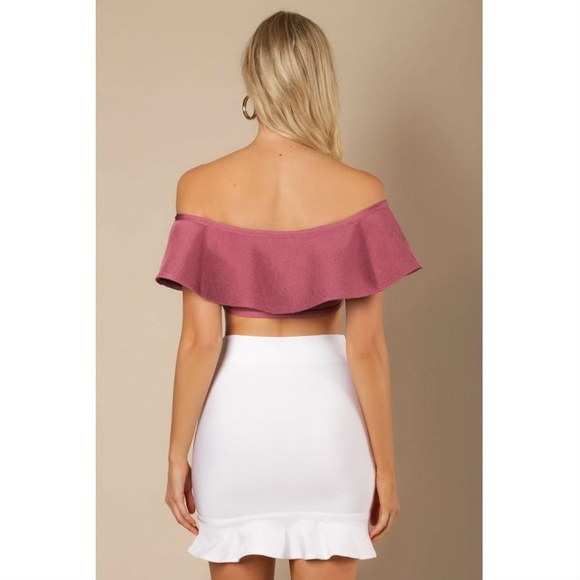 Ruffled Off Shoulder Crop Top - Picture 3 of 3